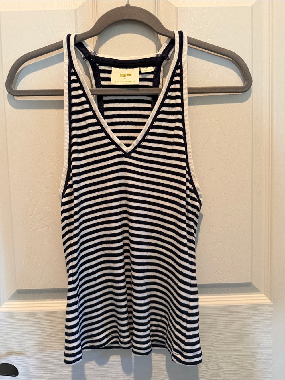Maeve Striped Racerback Tank Top - Black & White